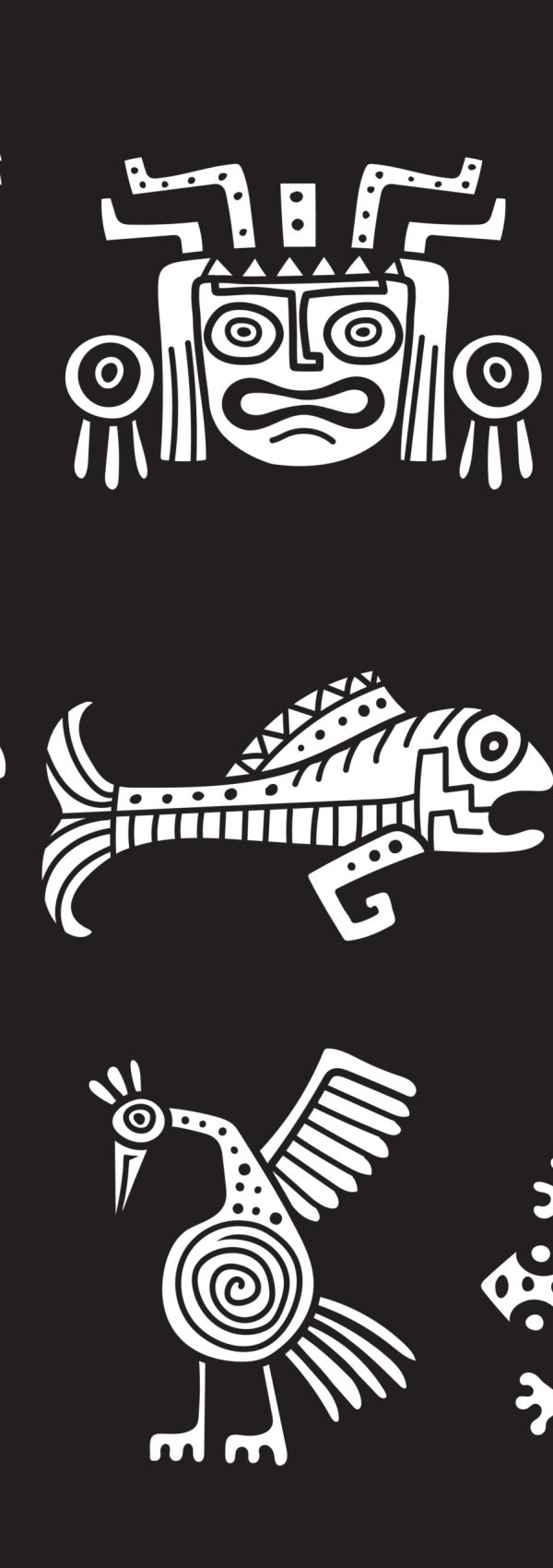 Ancient mexican symbol. Aztec tribal traditional symbols ornamental animals mayan objects recent vector illustrations. Aztec mexican animal turtle monkey and fish native design